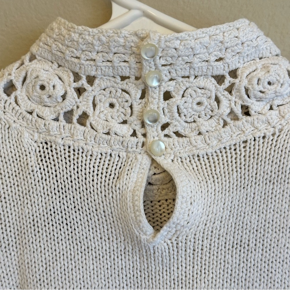 Vintage Sleeveless‎ White Sweater Size Large - Picture 3 of 6